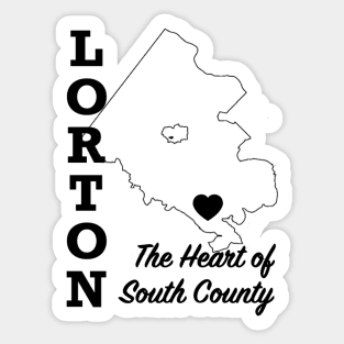 Lorton, Heart on the Map - Black Sticker